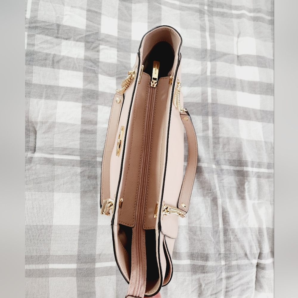 MICHAEL KORS Jet Set Travel Leather Ballet Blush LG Chain Shoulder Tote Bag - Picture 7 of 9